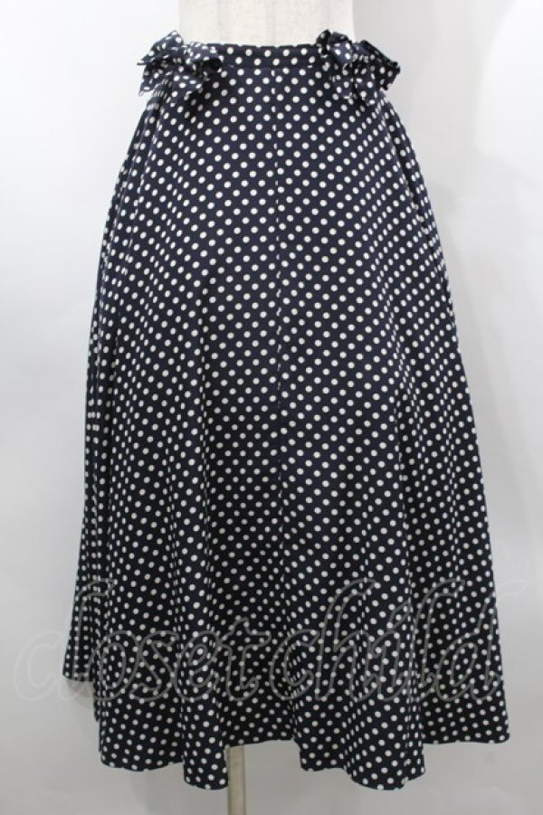 画像1: INGEBORG / 水玉リボン&ドットスカート  黒Ｘ白 S-25-09-17-062-LO-SK-SA-ZT366 (1)
