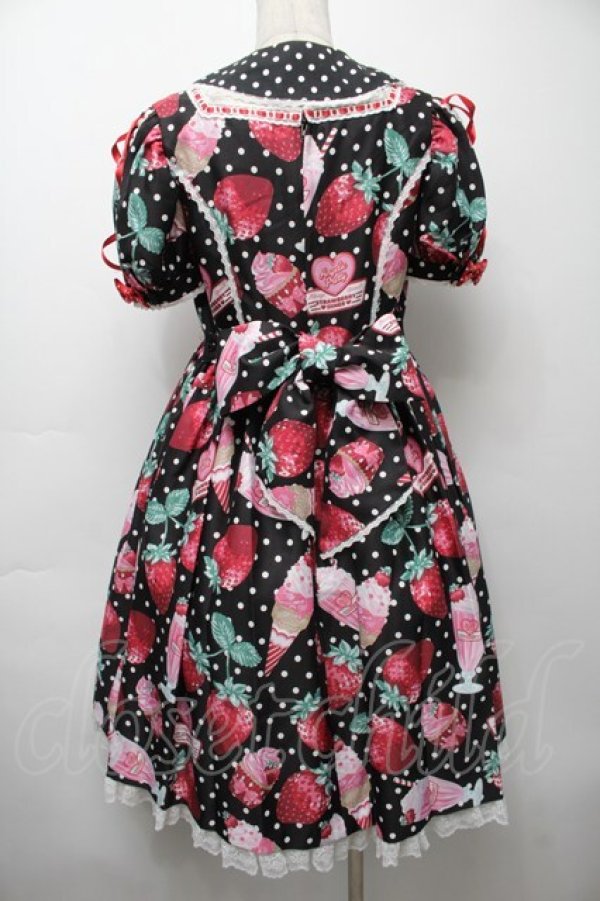 画像2: Angelic Pretty / Fresh Strawberry Dinerワンピース  黒 S-25-09-17-027-AP-OP-HR-ZT056 (2)