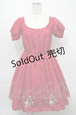 画像: Ank Rouge / ストロベリー刺繍ワンピース  赤 S-25-09-23-034-CA-OP-AS-ZS