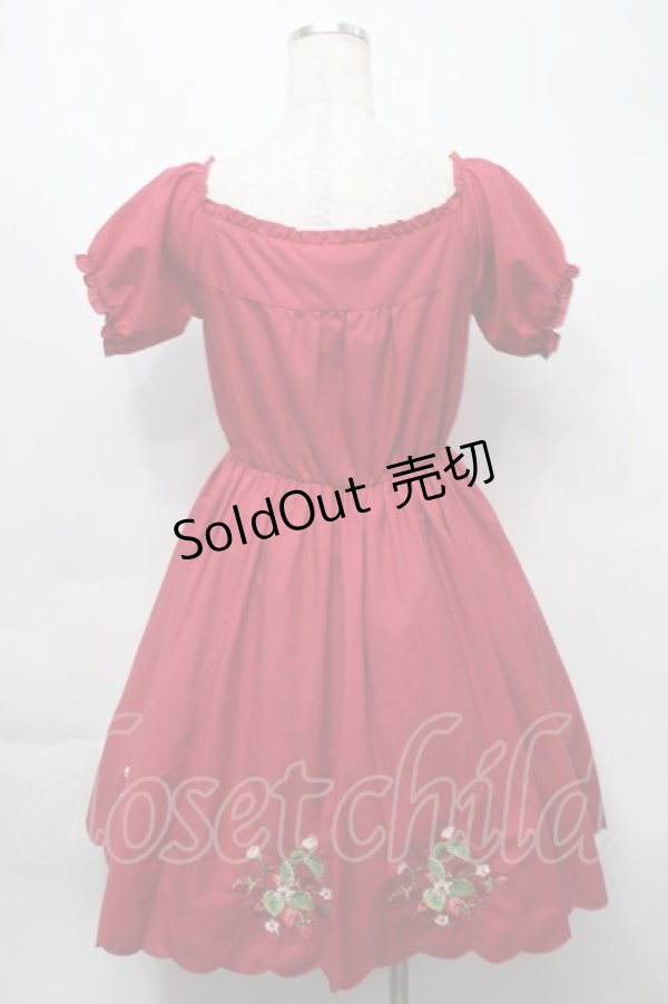 画像2: Ank Rouge / ストロベリー刺繍ワンピース  赤 S-25-09-23-034-CA-OP-AS-ZS (2)