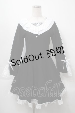 画像: mellfy memory / Precious memories flare ニットワンピース  黒ｘ白 S-25-09-23-038-LO-OP-AS-ZS
