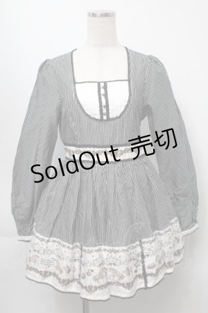画像: Ank Rouge / ストライプユニコーンプリントワンピース  黒ｘ白 S-25-09-23-040-CA-OP-HR-ZS