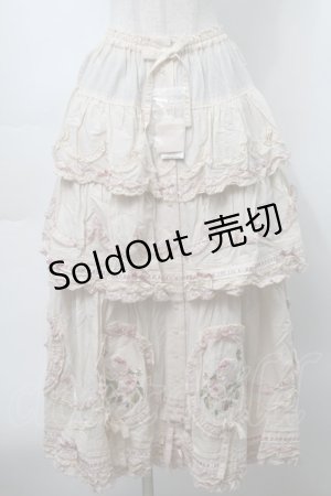 画像: PINK HOUSE / Berry Rose刺繍入りパッチワークスカート  ピンク S-25-09-23-042-LO-SK-AS-ZS