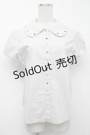 画像: Jane Marple / トランプマーク刺繍ブラウス  グレー S-25-09-23-008-JM-BL-AS-ZS