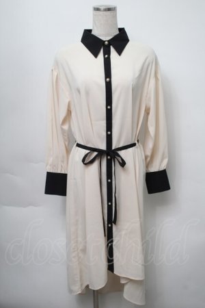 画像: axes femme / フィッシュテールシャツワンピース  オフｘ黒 S-25-09-23-059-AX-OP-AS-ZS