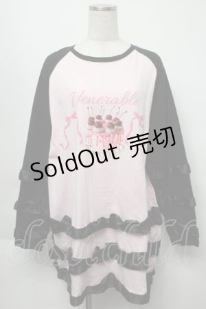 画像: 【SALE】Ank Rouge / ケーキラグランロンTe  黒ｘピンク S-25-09-23-060-CA-TS-HR-ZT064