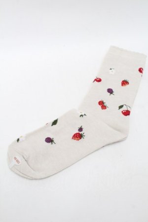 画像: PINK HOUSE / フルール柄ソックス  白 S-25-09-23-1004-LO-ZA-HR-ZS