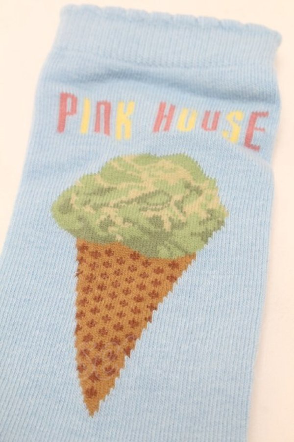 画像3: PINK HOUSE / アイスクリーム柄ソックス  アイスブルー S-25-09-23-1033-LO-ZA-HR-ZS (3)