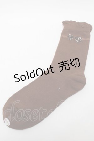 画像: PINK HOUSE / ドットリボン柄ソックス  ブラウン S-25-09-23-1038-LO-ZA-HR-ZS