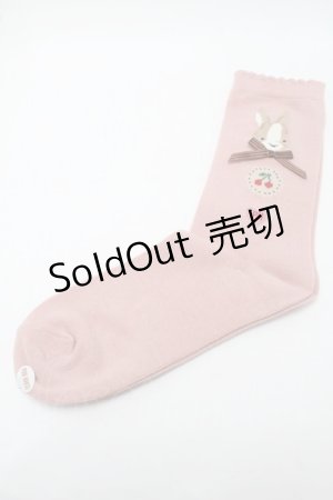 画像: PINK HOUSE / クッキーラビッツモチーフソックス  ピンク S-25-09-23-1043-LO-ZA-HR-ZS