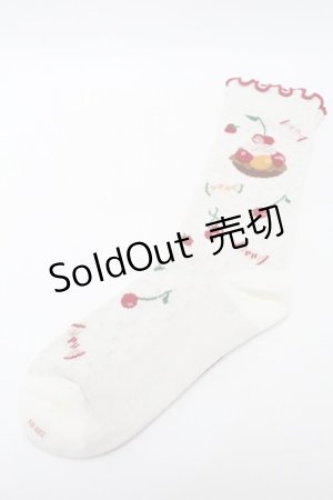 画像: PINK HOUSE / ピンクハウスパーラー柄ソックス  アイボリー S-25-09-23-1046-LO-ZA-HR-ZS