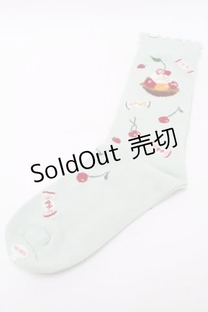 画像: PINK HOUSE / ピンクハウスパーラー柄ソックス  ミント S-25-09-23-1047-LO-ZA-HR-ZS