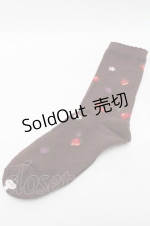 画像: PINK HOUSE / フルール柄ソックス  ブラウン S-25-09-23-1007-LO-ZA-HR-ZS