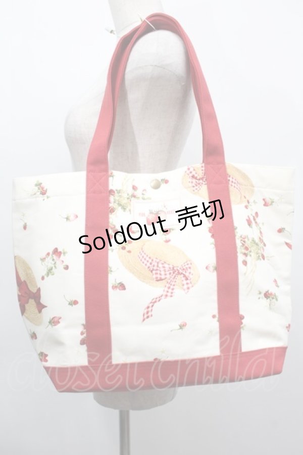 画像1: PINK HOUSE / Straw-berry Hatプリントバッグ  アイボリー S-25-09-23-1060-LO-BG-HR-ZS (1)
