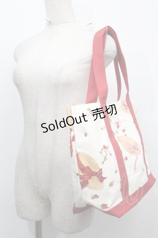 画像2: PINK HOUSE / Straw-berry Hatプリントバッグ  アイボリー S-25-09-23-1060-LO-BG-HR-ZS (2)