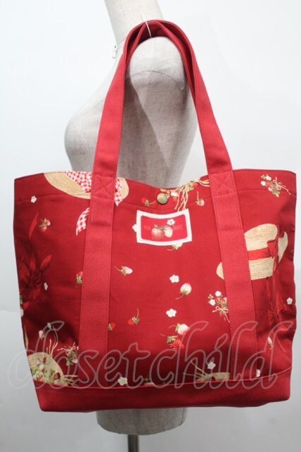 画像1: PINK HOUSE / Straw-berry Hatプリントバッグ  赤 S-25-09-23-1061-LO-BG-HR-ZT501 (1)
