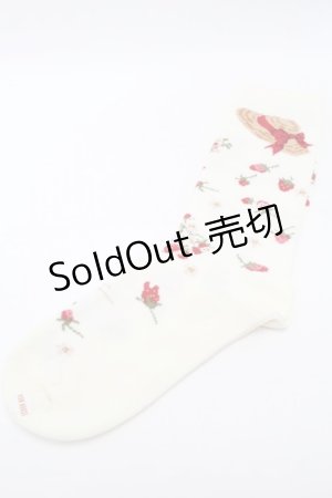 画像: PINK HOUSE / Straw-berry Hat 柄ソックス  アイボリー S-25-09-23-1008-LO-ZA-HR-ZS