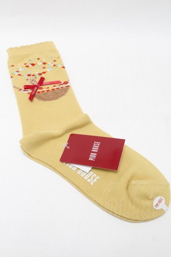 画像2: PINK HOUSE / フラワーバスケットテディソックス  イエロー S-25-09-23-1009-LO-ZA-HR-ZS (2)