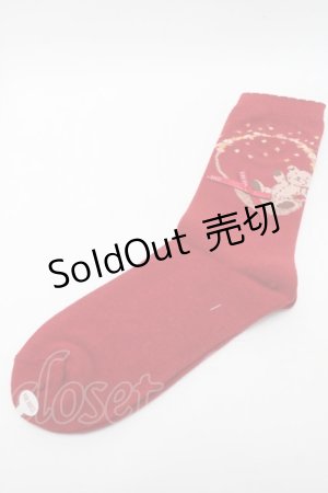 画像: PINK HOUSE / フラワーバスケットテディソックス  赤 S-25-09-23-1010-LO-ZA-HR-ZS