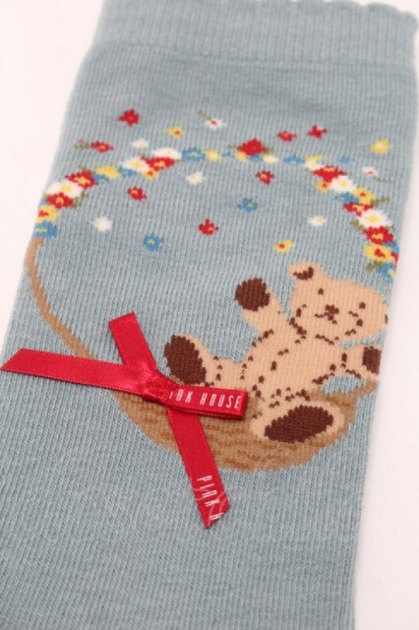 画像3: PINK HOUSE / フラワーバスケットテディソックス  ミント S-25-09-23-1012-LO-ZA-HR-ZS (3)