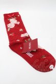 画像2: PINK HOUSE / Berry Rose柄ソックス  赤 S-25-09-23-1024-LO-ZA-HR-ZS (2)