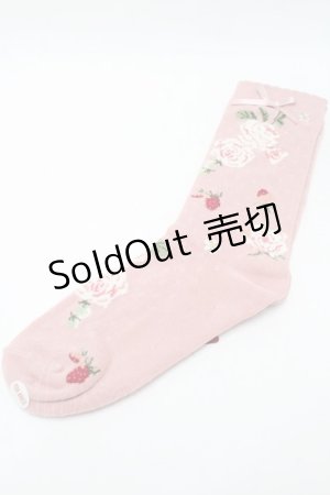 画像: PINK HOUSE / Berry Rose柄ソックス  ピンク S-25-09-23-1025-LO-ZA-HR-ZS