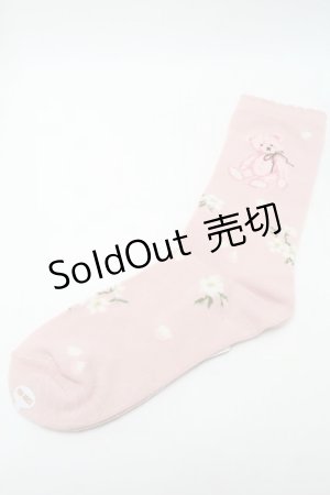 画像: PINK HOUSE / 桜Teddyソックス  ピンク S-25-09-23-1027-LO-ZA-HR-ZS