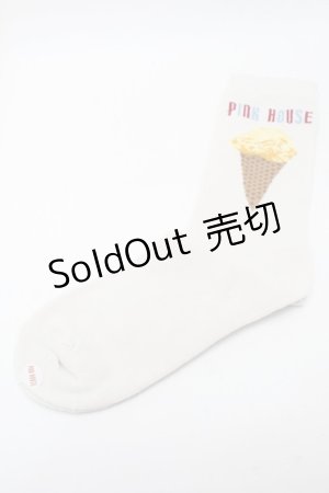 画像: PINK HOUSE / アイスクリーム柄ソックス  バニラ S-25-09-23-1030-LO-ZA-HR-ZS