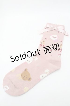 画像: PINK HOUSE / PINK HOUSE × misako aoki/Animal Happy Jam柄ソックス  ピンク S-25-09-23-1032-LO-ZA-HR-ZS