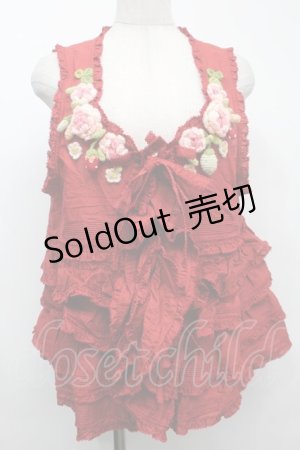 画像: PINK HOUSE / Berry Roseモチーフ付きベスト  赤 S-25-09-23-014-LO-TO-AS-ZS