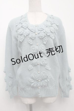 画像: PINK HOUSE / ローズモチーフニットカーディガン  サックス S-25-09-23-018-LO-TO-AS-ZS