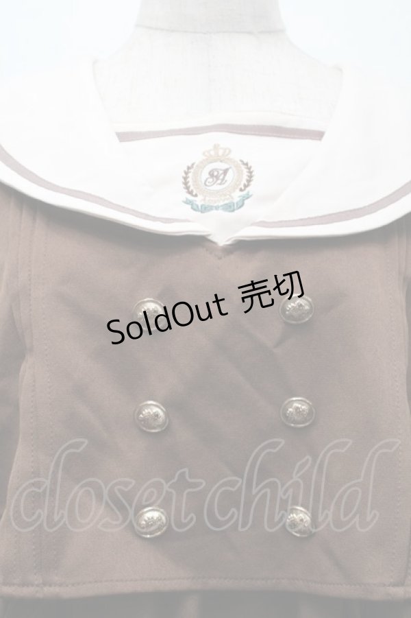 画像3: Amavel / School Check Setup風セーラーワンピース  ブラウン S-25-09-24-033-CA-OP-AS-ZS (3)