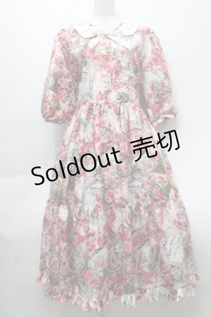 画像: ANGELIQUE ROSA / ローズプリントロングワンピース  ピンク S-25-09-24-038-LO-OP-HR-ZS