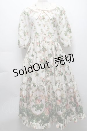 画像: ANGELIQUE ROSA / ローズプリントロングワンピース  アイボリー S-25-09-24-039-LO-OP-HR-ZS