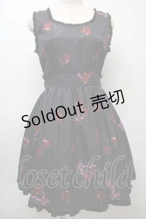 画像: Ank Rouge / Poison Cherryジャンパースカート  黒 S-25-09-24-055-CA-OP-HR-ZS