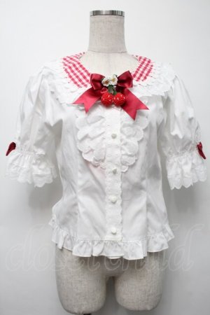 画像: BABY,THE STARS SHINE BRIGHT / ゆらゆらいちごのHappy Berry Presentギンガムブラウス  赤ｘ白 S-25-09-24-005-BA-BL-HR-ZS