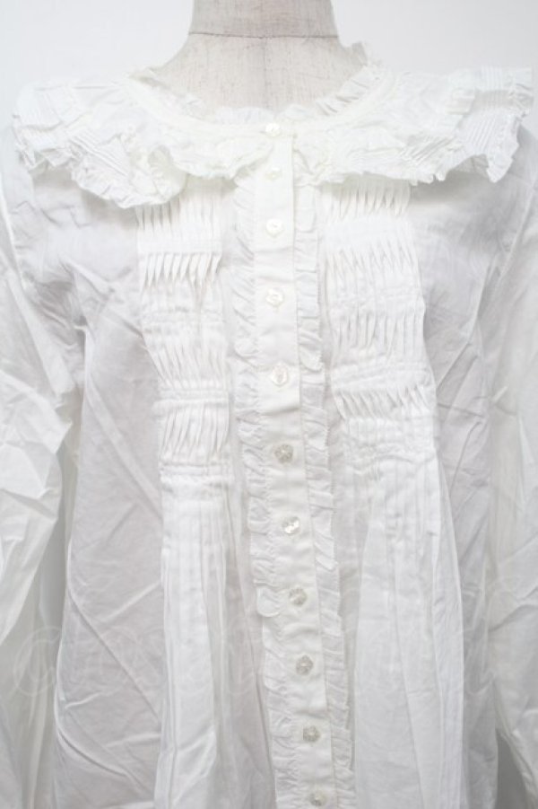 画像3: PINK HOUSE / リボンブローチ付きローンブラウス  白 S-25-09-24-006-LO-BL-HR-ZS (3)