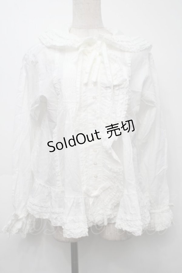 画像1: PINK HOUSE / うさぎの耳付きフードブラウス  白 S-25-09-24-007-LO-BL-HR-ZS (1)