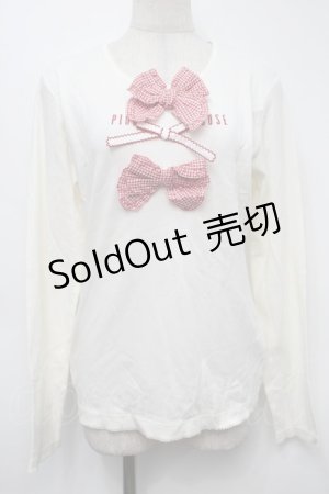 画像: PINK HOUSE / リボンモチーフ付きカットソー  アイボリー S-25-09-24-008-LO-TO-HR-ZS