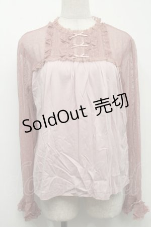 画像: PINK HOUSE / ポルカドットチュール使いカットソー  ピンク S-25-09-24-010-LO-TO-HR-ZS