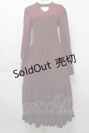 画像: axes femme / チョーカー風ニットワンピース  ワインｘ紺 S-25-09-24-024-AX-OP-HR-ZS