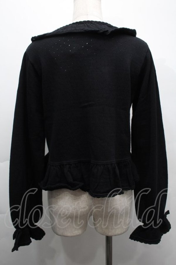 画像2: PINK HOUSE / 透かし柄ボレロ風カーディガン  黒 S-25-09-24-025-LO-TO-HR-ZS (2)