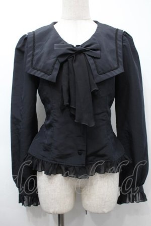 画像: LAPIN AGILL / アルティーセーラーブラウス  黒 S-25-09-24-026-EL-BL-AS-ZS