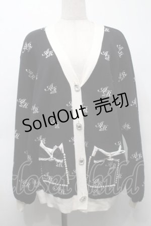 画像: Ank Rouge / モノグラムロングカーデ  黒 S-25-09-24-028-CA-TO-HR-ZS