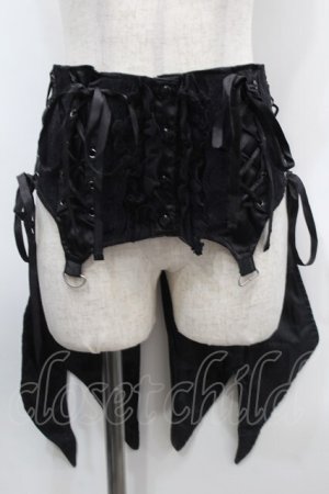画像: h.naoto Blood / プリントレースアップコルセット  黒 S-25-09-25-034-HN-SK-HR-ZS