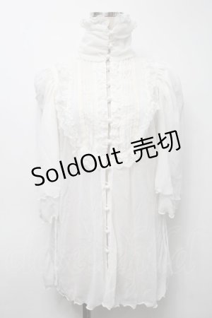 画像: alice auaa / スタンドカラーシフォンブラウス  白 S-25-09-25-037-AA-BL-HR-ZS