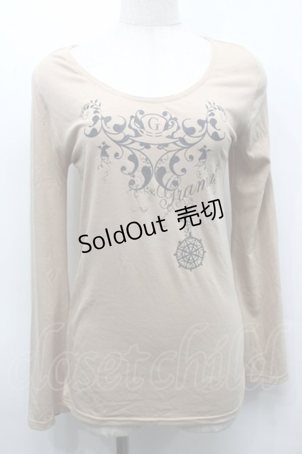 画像1: GRAMM / プリント半袖カットソー  ベージュ S-25-09-25-041-HN-TO-HR-ZS (1)