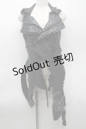 画像: NAOTO SEVEN / 鱗レザーベスト  黒 S-25-09-25-042-HN-TO-HR-ZS
