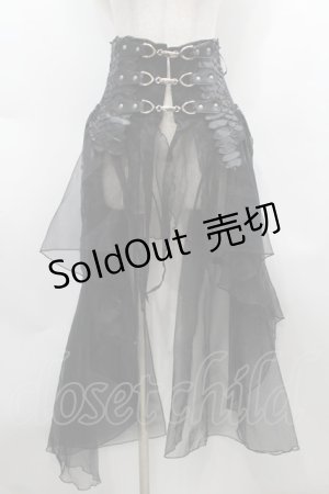 画像: NAOTO SEVEN / 鱗レザーコルセットオーバースカート  黒 S-25-09-25-052-HN-JA-HR-ZS