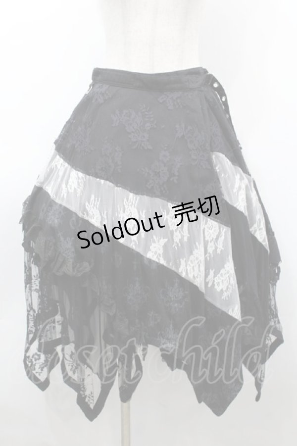 画像1: NAOTO SEVEN / レース重ね変形スカート  黒ｘ白 S-25-09-25-056-HN-SK-HR-ZS (1)